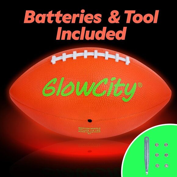 GlowCity Glow in The Dark Football Light Up LED Ball Evening Play Size 6 Orange - Picture 4 of 12